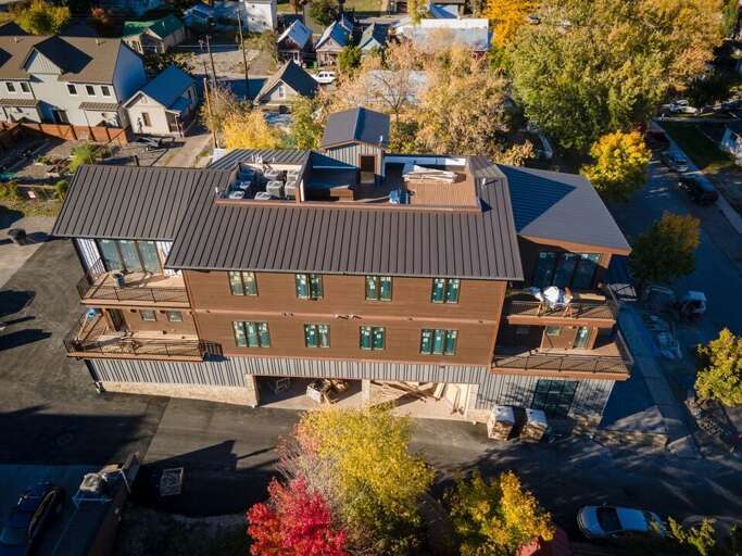 Positioned just off the main road, the O`Brien building offers a quiet retreat while still being in easy walking distance to all the excitement of downtown Whitefish | Exterior